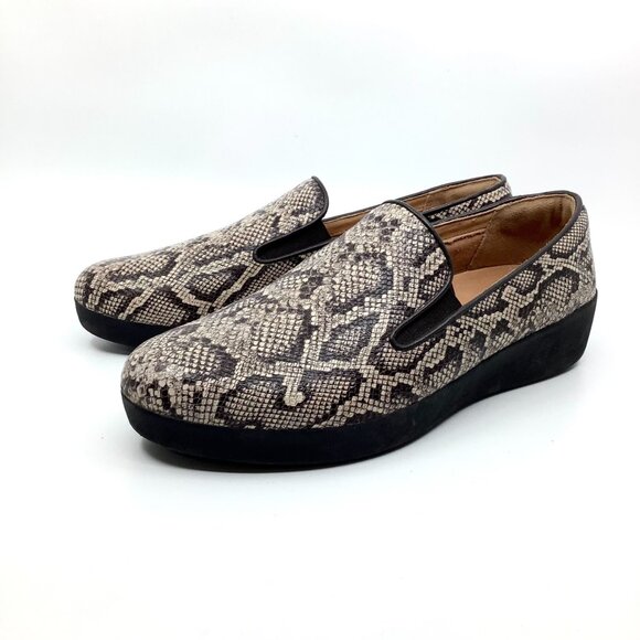 Fitflop Superskate Snakeskin Loafer Shoes - Picture 7 of 8